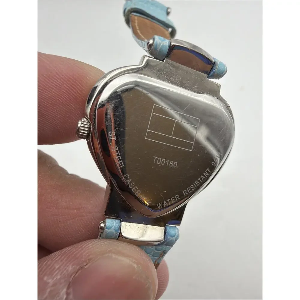 Tommy Hilfiger Women's Silvertone Mother Of Pearl Heart Shaped Watch T00180